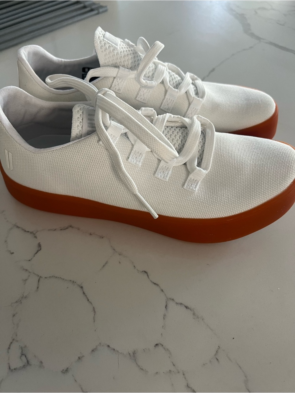 NoBull White Canvas Sneakers with Orange Gum Sole